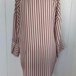 ZARA striped pink and white satin shirt dress Photo 1