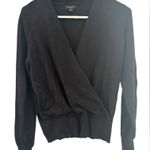 Ann Taylor  Factory Black Wrap Front Knit Sweater XS Workwear Business Casual Photo 0