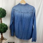 Splendid  Blue Chambray Denim Long Sleeve Ruffle Trim Blouse Top NEW M Photo 3