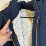Hollister Y2K  Navy Blue Sherpa Lined Puffy Winter Hooded Jacket Coat Medium EUC Photo 4