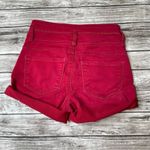 No Boundaries NoBo Mid Rise Skinny Cutoff Cut Off Cuffed Jean Shorts Deep Dark Red 1 Buttons Photo 1