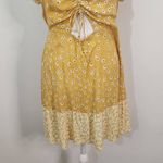 Derek Heart  Yellow Floral Mini Dress with Cutout Size Large Floral Boho Dress Photo 3