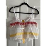 Flagpole NYC Womens Large Sheer Stripe Melissa Crop Top Euro Resort Sheer Clean White Photo 4