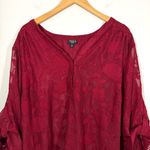 Torrid Harper Chiffon Red Sheer Floral 3/4 Sleeve Blouse Photo 1