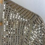 CARAMELA  Tan & Gold Metal Embellished Open Front Sheer Duster Sweater L Photo 3