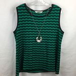 Misook  Green & Black Knit Striped Sleeveless Top L Photo 1