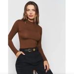 Reformation Bailey Long Sleeve Knit Top in Chestnut Brown Photo 1