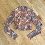 Princess Polly Floral Mesh Long Sleeve Top in Peachy Orange and Blue Photo 0