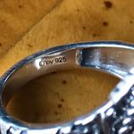 Natural White Buffalo Sterling Silver Ring Size 7 Black Photo 5