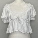 Aritzia Sunday Best Cropped Tie Front Shirt White Size Medium Photo 0