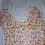 Free People  boho ditsy floral White Pink Crochet Lace Hippie Top Photo 4