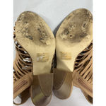 Just Fab Abba Open Toe Strappy Sandals 8 Beige Block Heel Photo 6