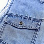 Sleeveless Denim High Waist Button front Dress Tiered Skirt Boho Western Medium Blue Photo 9