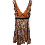 Free People  Siren Sequin‎ Dress Tribeca Gold Flirty Mini Boho Chic Size 4 Photo 4