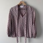 Amanda Uprichard 100% Silk Floral Top Long Sleeve Lightweight Tie V-Neck Preppy Photo 7