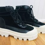 Gianni Bini  Black Leather Platform Ankle Boot Bootie Lug Sole Sneaker Sz 6.5 New Photo 1