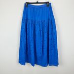 J.Crew Drop Waist Eyelet Midi Skirt Bright Grotto Blue A Line Cotton Small NWT Photo 4