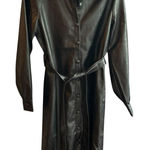 Evereve  Women's Black Faux Leather Belted Midi Dress jacket‎ Size M Photo 0