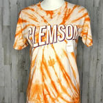 Hanes Women's Clemson Tigers Orange Tie-Dye T-Shirt Size Small Short Sleeve Casual Photo 0