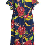 New York & Co. Navy Floral Print Tunic with Long Panels Size Large Photo 0