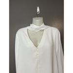 Bar III  Shirt Womens Small White Tie Neck Long Sleeve Button Front Blouse Photo 4