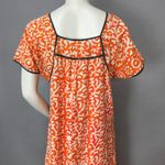 Muumuu Dress Orange White Pattern Batik Fabric‎ Short Sleeves Maxi Bow Casual Photo 6