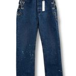 EB Denim Vintage‎ Chain Reworked Levi's High Rise Straight Leg Jeans Sz S NEW Blue Photo 0