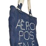 Aeropostale  Vintage Style Blue Cotton Embroidered Double Handle Tote Bag Photo 3