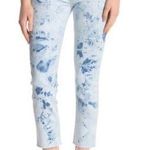 Paige Hoxton Slim Crop Raw Hem Jeans Size 27 Tie Dye blue & white NEW Photo 0