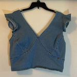 Ashley Stewart 6.  Denim Crop Top With Ruffle Sleeves With Zipper Back Size 16 Photo 0