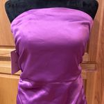 BHLDN  Selena Strapless Stretch Satin Slip Ruched Midi Dress‎ Purple Size Medium Photo 5