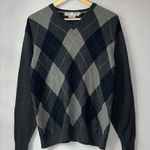 Luigi Baldo Cashmere Silk Arguyle Sweater V Neck Black Size M Photo 0