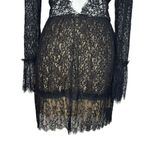 Saylor Amity Black Lace Long Sleeve Back Cutout Mini Dress Mock Neck M ($265) Photo 8