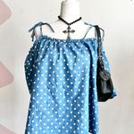 Active USA Denim Polka Dot Top, Y2K, Coquette, Retro, Indie‎ Sleaze, Cottagecore, 3XL Photo 0