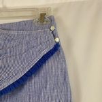 J. McLaughlin  Mallorca Linen Asymmetrical-Layer Blue & White Striped Skirt‎ Photo 3
