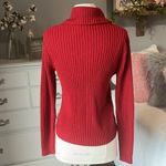 Evan Picone  Red Acrylic Pom Pom Sweater Cable Knit Women Small Christmas Holiday Photo 5