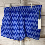 Brand New Threedots Women's Size Large Blue Chevron Print Linen Blend Shorts Photo 0