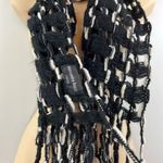 Italian stitch open knit fringe scarf Photo 3