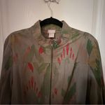 Chico's Green and Red Utility Jacket with Artistic Design size 12 chico sz 2 Photo 3