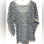 Eberjay Eberjey blue&white print crochet trim tunic shirt/coverup Photo 0