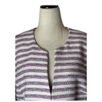 Talbots  Blazer Women 10 Ivory Pink Stripe Tweed Coat Career Preppy Retro Outdoor Photo 4