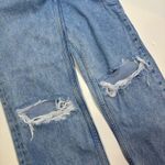 ZARA  Women's Light Wash Ripped Knee Distressed Hem Wide Leg Jeans USA 2 EUR 34 Photo 2