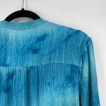 Cocomo Teal Blue Tie Dye Abstract Print Button Up Shirt Women's Size L Popoverr Size L Photo 4