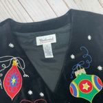 Westbound Vintage  beaded embroidered ugly Christmas sweater vest ornaments m Photo 2