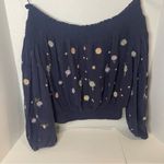 Free People Navy Floral Embroidered Blouse Photo 1