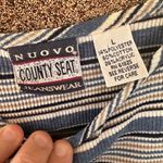 Vintage Nuovo County Seat Ribbed Tee Shirt Striped Blue White Women’s Large Photo 1