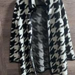 Investments  Sweater Open Houndstooth Cardigan Duster Black White Plaid Sz M Photo 0