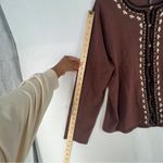 Carducci Mocha Brown Floral Embroidered Rhinestone Button Front Cardigan NWT‎ 3X Photo 10