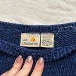 Liz Claiborne  vintage Navy blue sweater black diamond knit detail Size small Photo 1