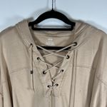Aerie  Hoodie Sweatshirt Beige Lace Up‎ Oversized Pullover Lounge Size Medium Photo 1